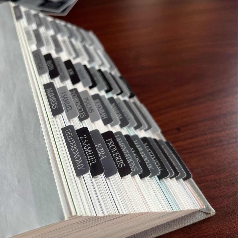 thinkor Reposition Large Text Bible Tabs, Contrast Color Bible Stickers for Women and Men, Easy to Read and Apply Bible Journaling Tabs (Gray) - Image 3